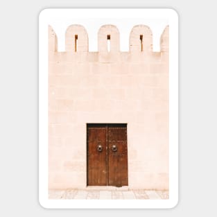 Wooden door with pink wall, North African architecture Sticker